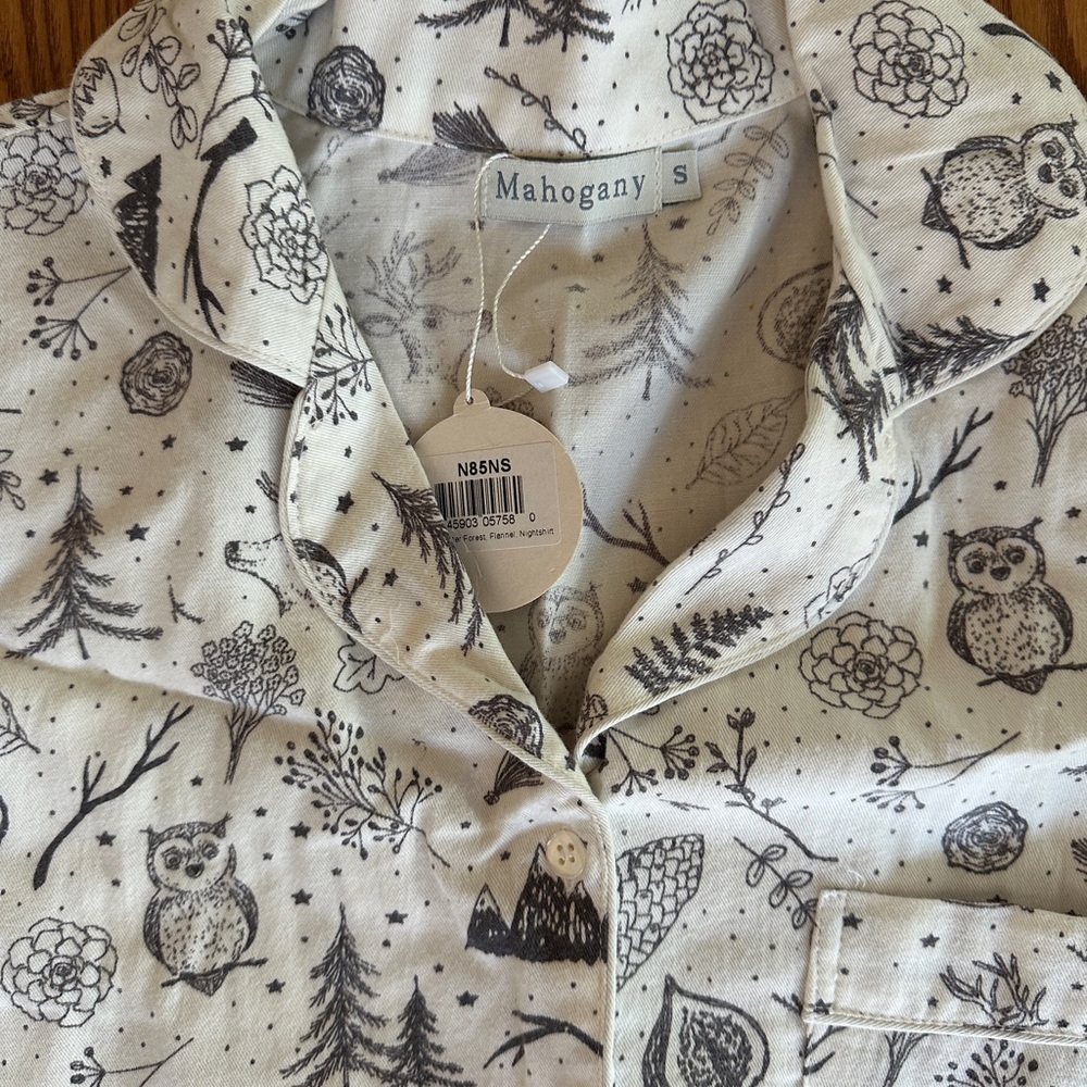 Mahogany Owl Print Pajama Top